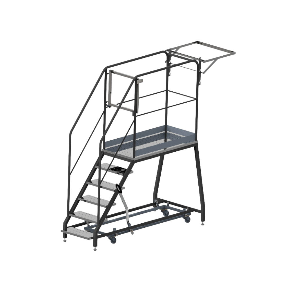 Escabeau à roues escamotables